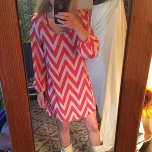 Peaches and Cream Chevron Retro Style Dress